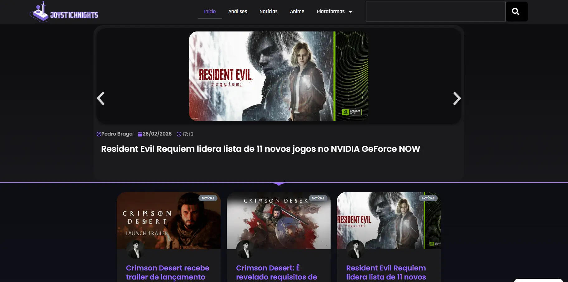 Preview do projeto JoysticKnights